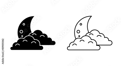 Moon night sky clouds illustration