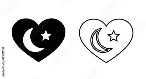 Heart moon star symbols love design