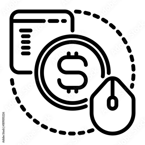 Cost per click icon, line icon style