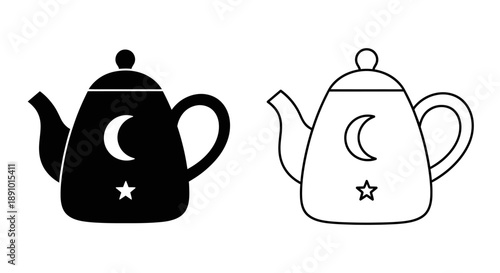 Teapot moon star illustration