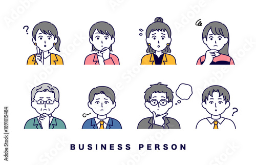 男女ビジネスパーソンのアイコンセットイラスト素材