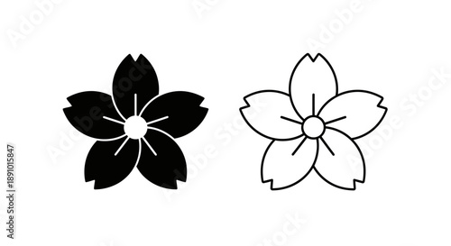 Black and white cherry blossom illustration