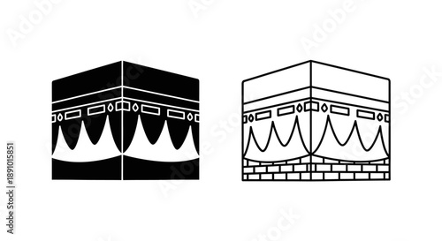 Kaaba mecca islamic hajj pilgrimage black white icon