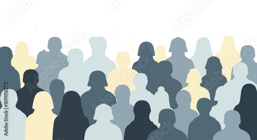 Illustration of a diverse crowd of people in various shades, representing humanity on a day of celebration and freedom.