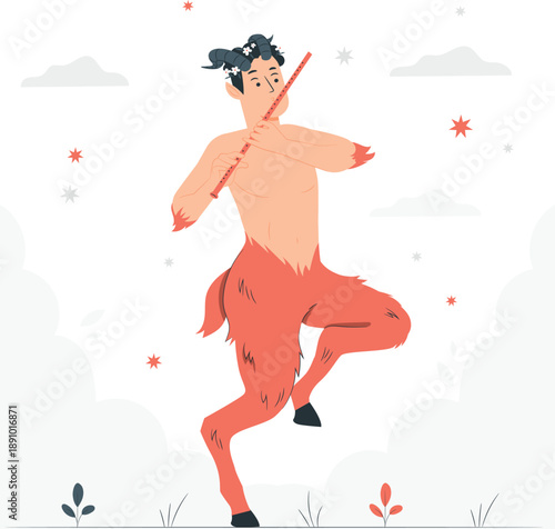 Illustration of a man dancing freely in a field with flowing hair and joyful expression