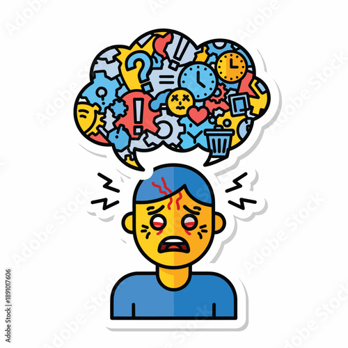 A cartoon man with a confused expression and a thought bubble