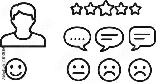 Customer feedback and satisfaction icons, a comprehensive set for rating and review systems