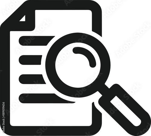 Simple silhouette document search and review icon