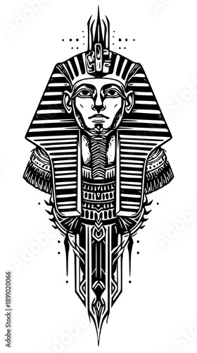 Ancient Egyptian pharaoh with majestic headdress and ornate collar