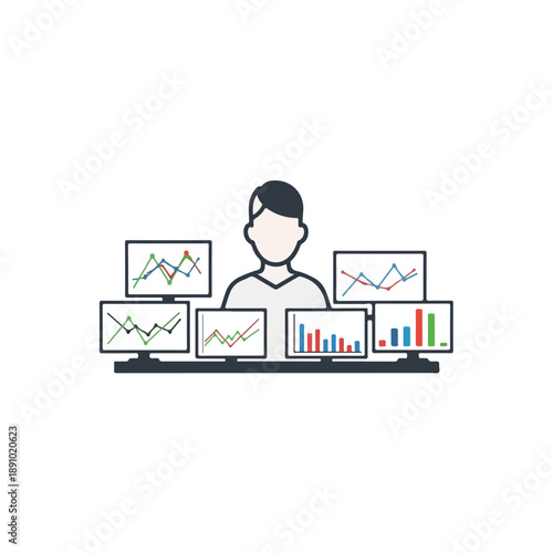 Business Analyst Monitoring Multiple Screens