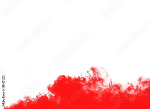 Vibrant red smoke or ink dispersion creates a dramatic rising wave effect against a deep, contrasting black background for graphic design projects