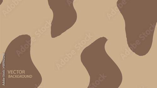 Brown abstract animal print vector background with irregular shapes and spots in various shades of brown and beige tones