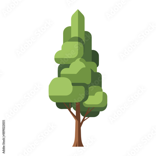 Tree with Bright Green Geometric Foliage