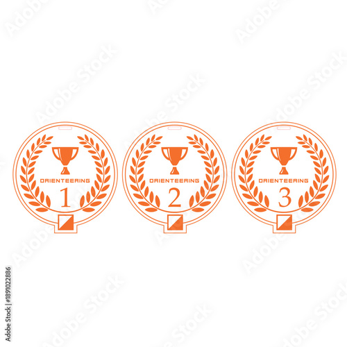 Orienteering medals set for first second third place winners