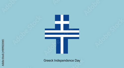 Greek Independence Day celebration with national flag