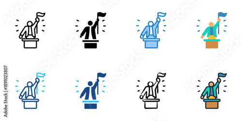 Decision Authority icons set multiple style collection. Editable stroke 
