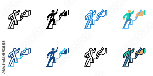 Coaching icons set multiple style collection. Editable stroke 
