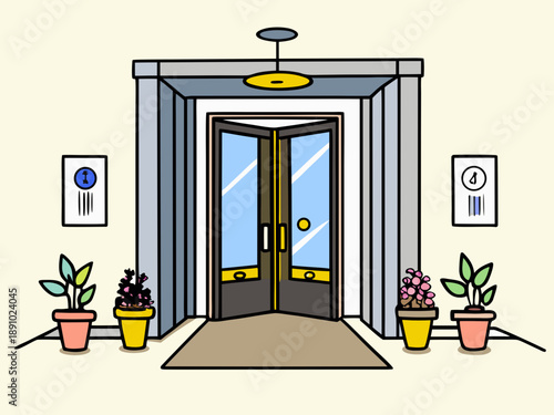 Vestibule Interior Entrance Area – Minimal Vector Illustration