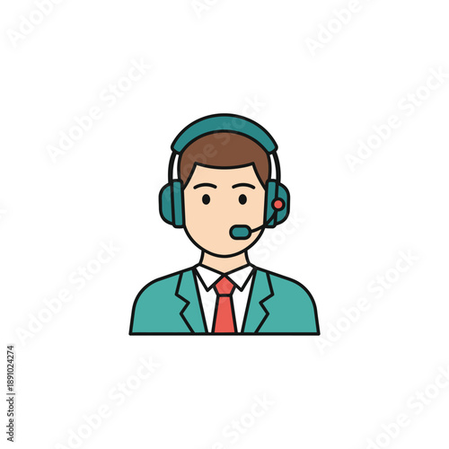 Professional male customer service representative wearing a headset, ready to assist with inquiries and provide support with a friendly and approachable demeanor