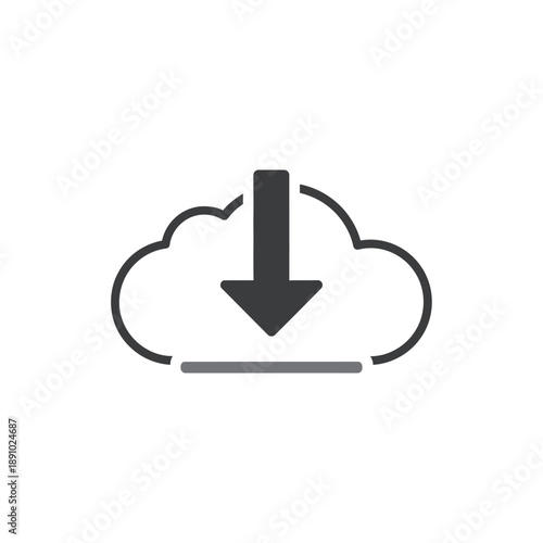 Essential cloud download icon indicating the secure transfer of digital data from online storage. Symbol for file retrieval, content access, and remote server interactions
