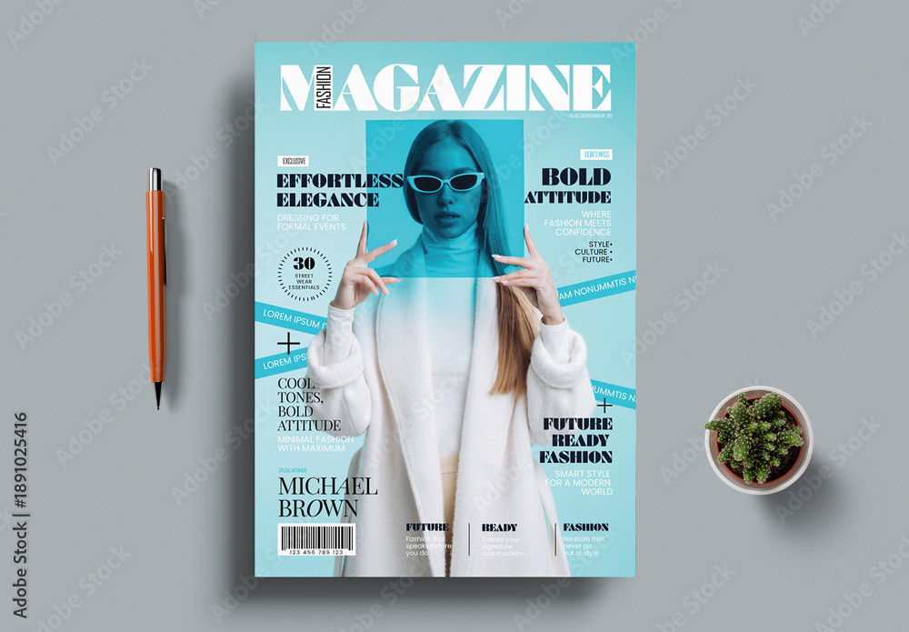 Magazine Cover Design Template Stock Template | Adobe Stock