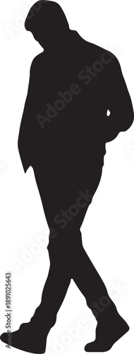 Man walking while using smartphone silhouette
