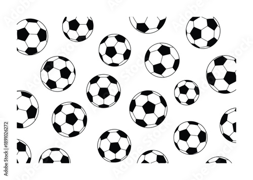 A Pattern of Vector illustration Black and White Soccer Balls on a White Background