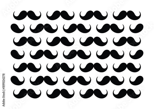 A Pattern of Vector illustration Black Mustache Silhouettes on a White Background