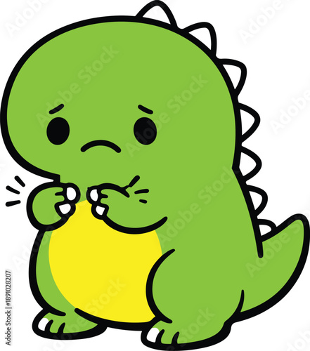 Cute Shy Dinosaur Cartoon Character Illustration