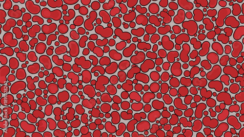 Seamless pattern featuring a dense arrangement of red kidney beans over a light gray background for food and textile design.