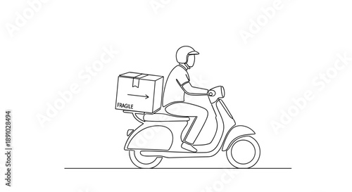 A delivery person riding a scooter with a package on the back, symbolizing efficient shipping and logistics services