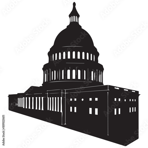 The United States Capitol Building Silhouette - Government and Democracy Icon