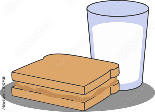 Sandwich and Milk Illustration