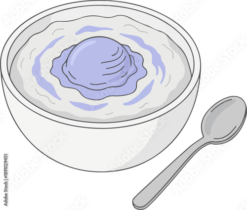 Blueberry yogurt bowl illustration