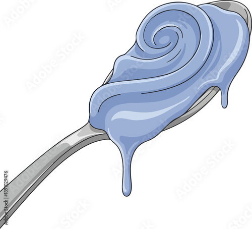 Blue Cream On Spoon