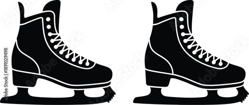 Black ice skates with white outlines white