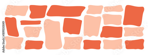 Drawn box and organic frame rectangle shape mix in coral and peach tones for vibrant text decoration. These rectangle organic wavy forms look warm and dynamic.