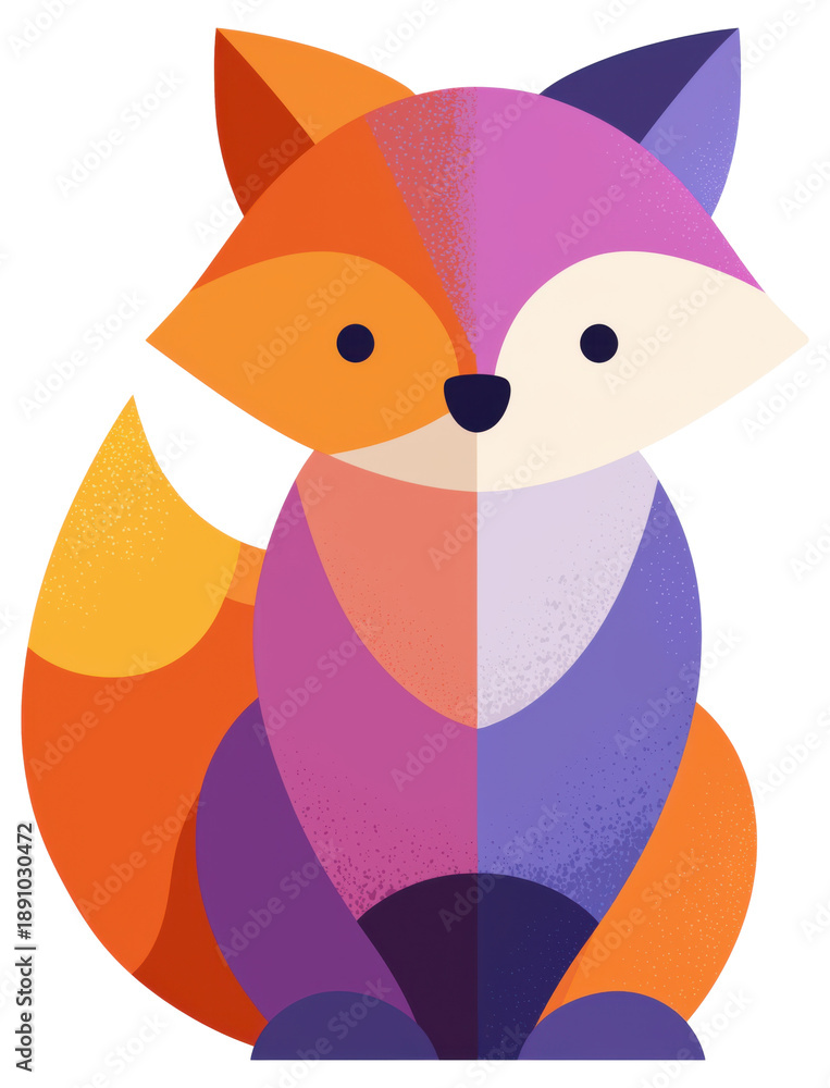 Fototapeta premium Colorful geometric fox mascot character isolated on transparent background.