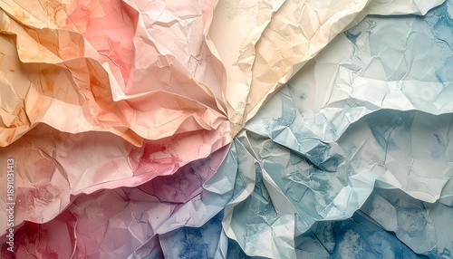 Wallpaper Mural Abstract Swirl of Crumpled Paper with Pastel Colors and Textured Surface. Torontodigital.ca