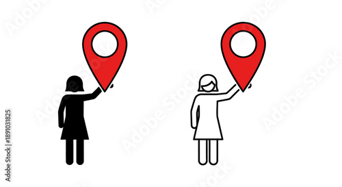 Map location pin women navigation gps symbols