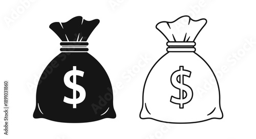 Money bag dollar symbol finance wealth icon