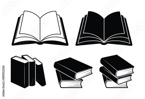 Collection of Vector illustration Black and White Book for Reading and Education