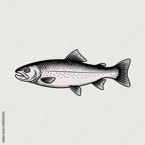 Vintage Engraved Trout Fish Illustration