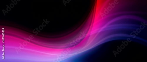 Vibrant Pink and Purple Abstract Flowing Neon Waves on Black Background Loop.