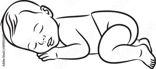 Baby in womb one single line drawing. Cute unborn fetus baby on mother womb isolated on white background. Pregnancy health care concept. Minimalism style 