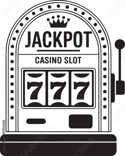 Casino slot machine vector monochrome style object