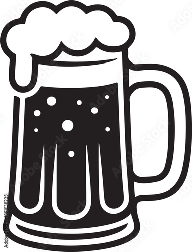 Glass mug of beer. Hand drawn vector illustration isolated on white. 