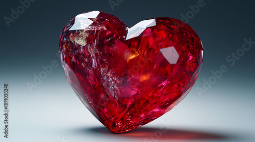 Luxurious red heart shaped diamond gemstone