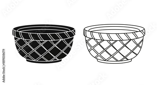 Modern ceramic bowls set white black patterned design