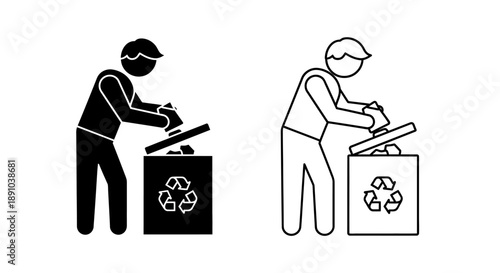 Recycling concept with people sorting waste